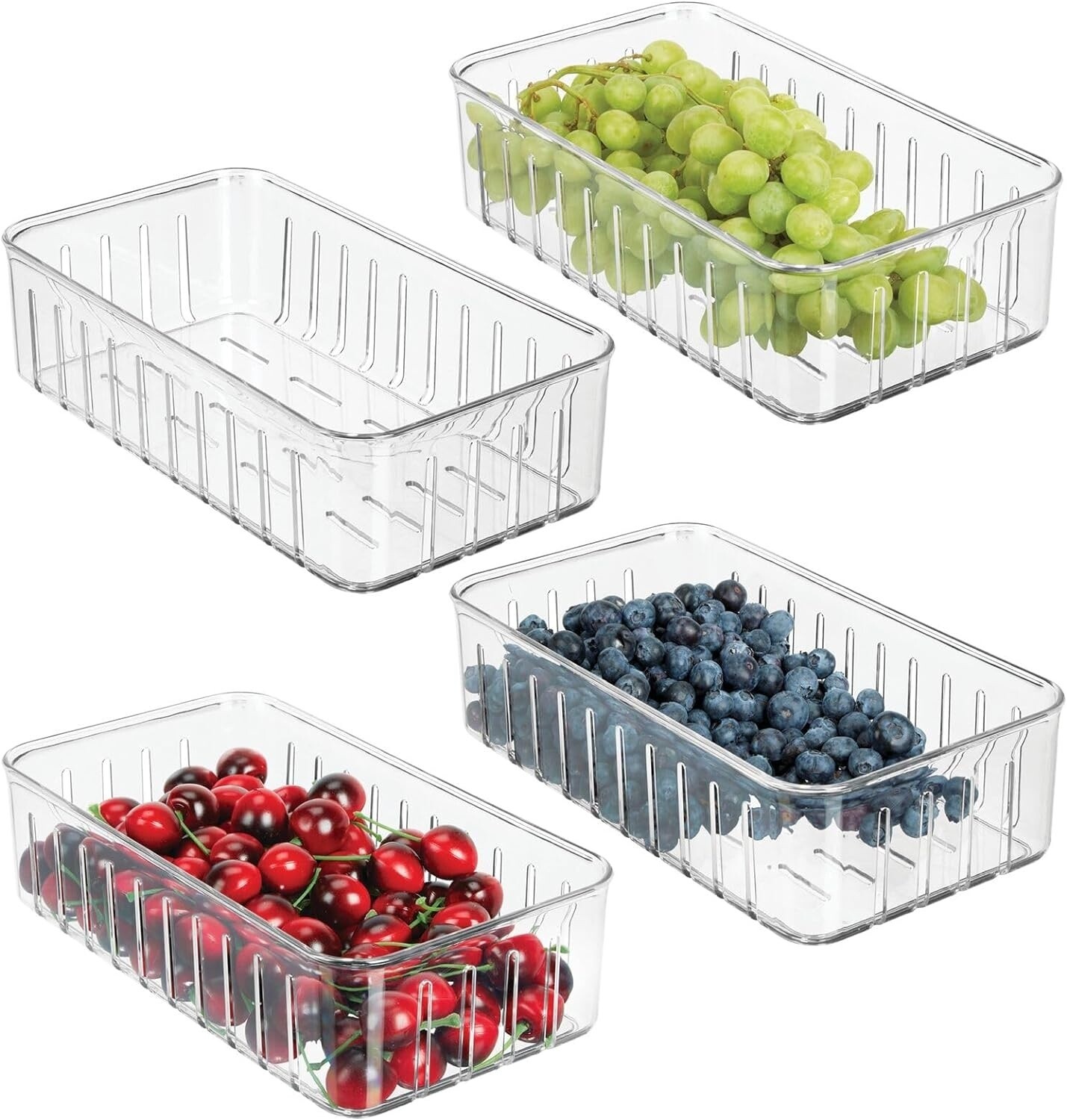 4 pk mDesign Plastic Kitchen Refrigerator Produce Storage Organizer Bin