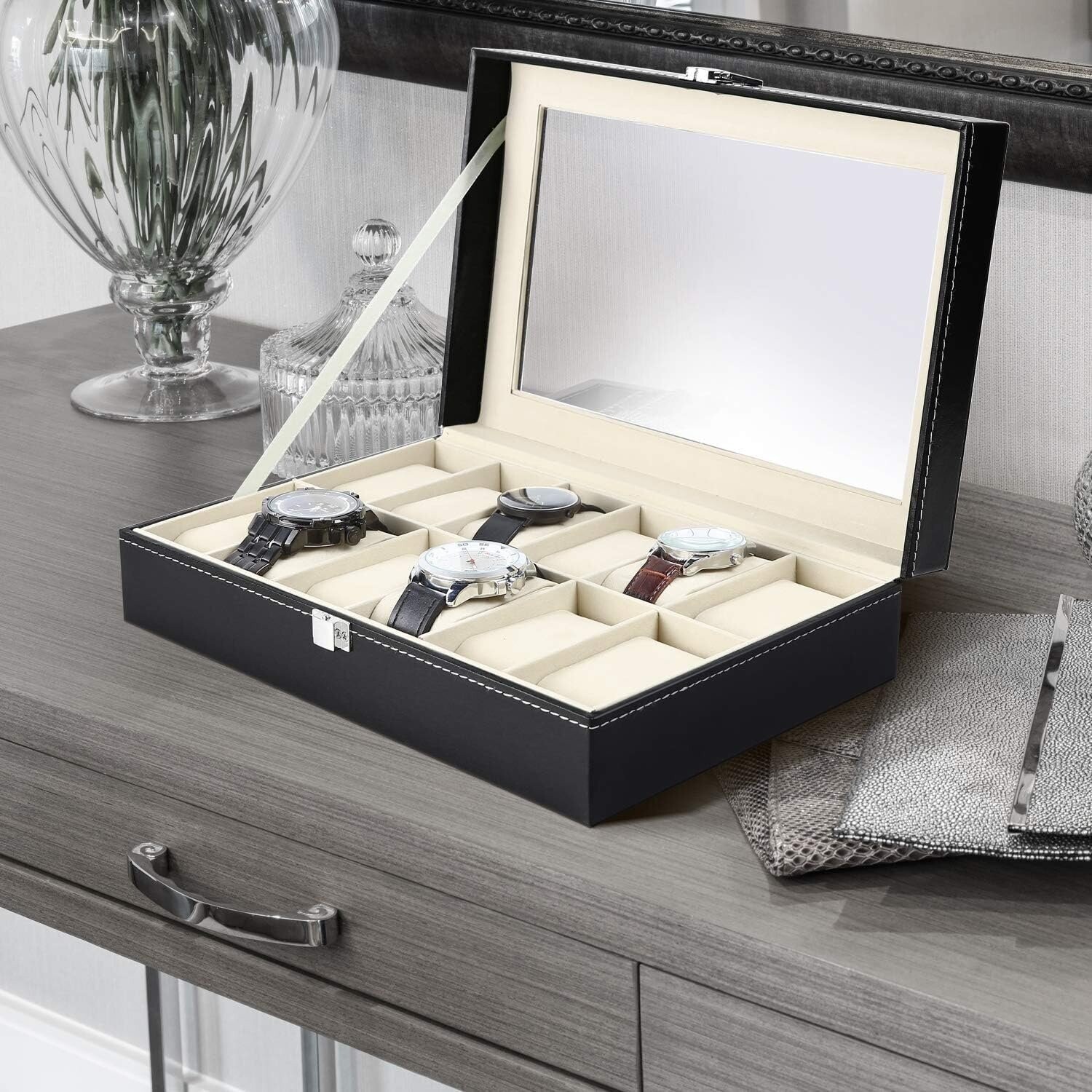 Ohuhu 12-Slot  Watch Box Organizer for Men