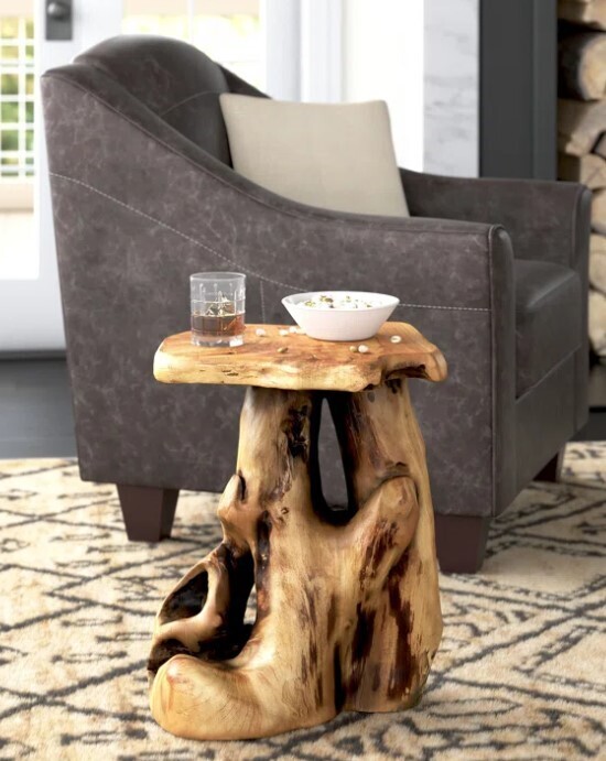 Gerrity Solid Wood Tree Stump End Table