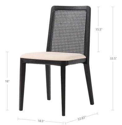 Cane Dining Chair Oyster Linen | Black (Set of 2)