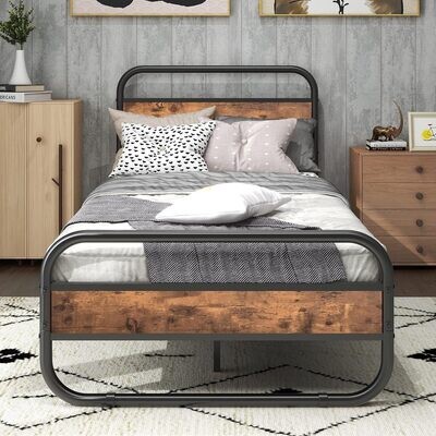 HAHRIR Metal Black Twin Size Bed Frame