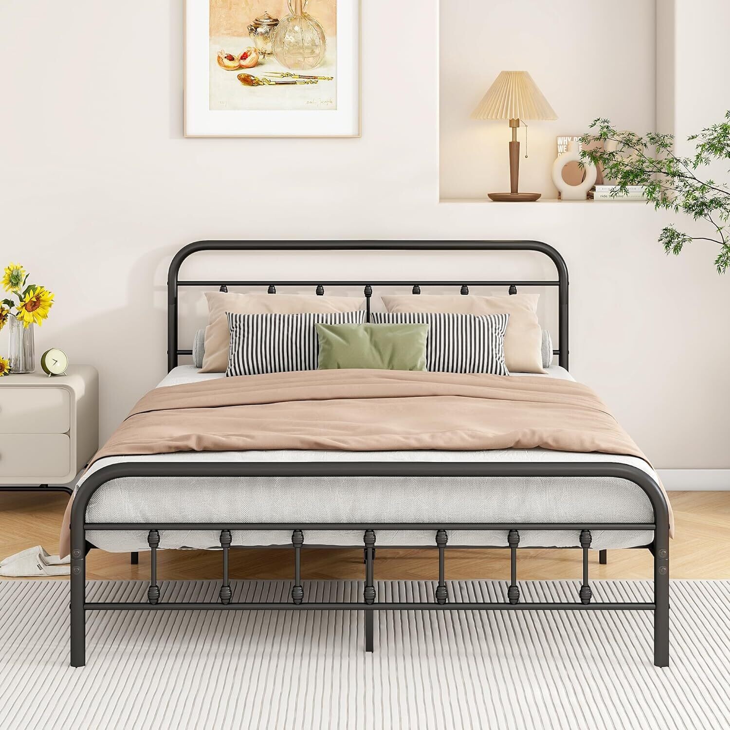 HOJINLINERO Queen Size Metal Bed Frame