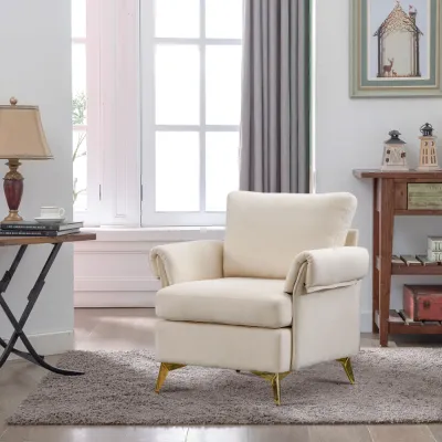 Marielouise 31.1'' Wide Wooden Armchair With Golden Legs