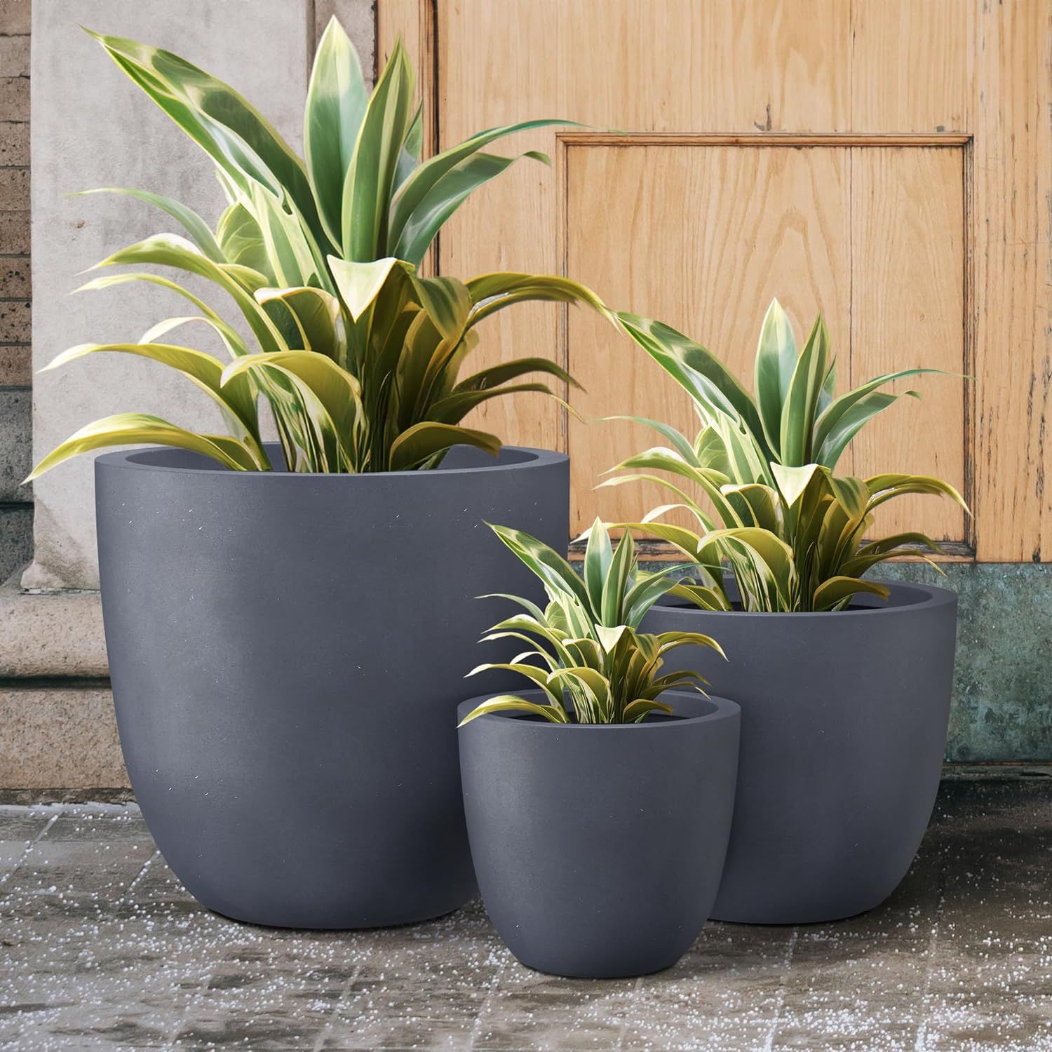 Kante 18&quot;,14&quot;,10&quot; Dia Concrete Round Planters (Set of 3)