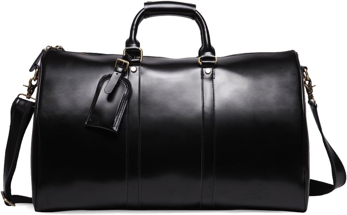 Leathario Mens Leather Overnight Duffel Bag