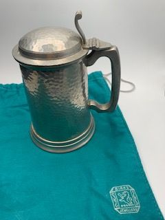 Vintage Birk’s Pewter Tankard with Lid, Glass Bottom &amp; Bag