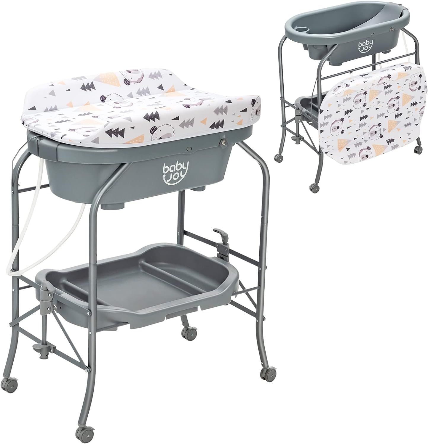 BABY JOY Baby Bathtub with Changing Table