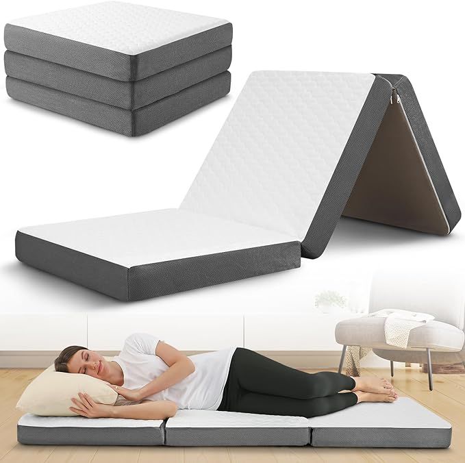 Tri Folding Mattress with Memory Foam Layer, Twin XL