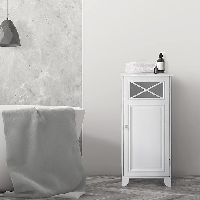 Elegant Home Fashions Dawson Floor Cabinet with Single Door, White
