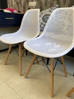 SET OF 4: Elon Series White Plastic Chair with Wood Base