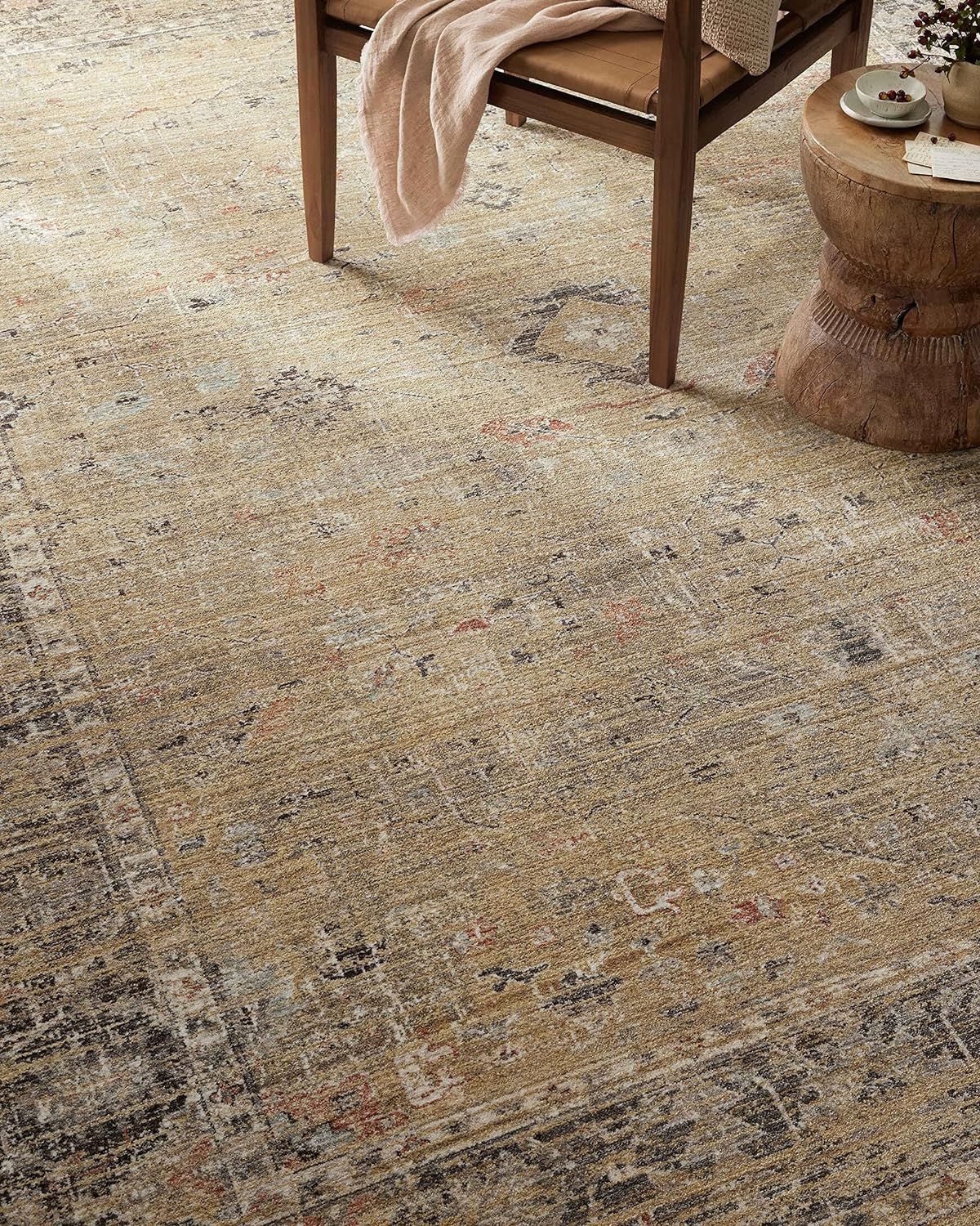 Loloi Millie Gold / Charcoal Round Area Rug 7&#39;10&quot;
