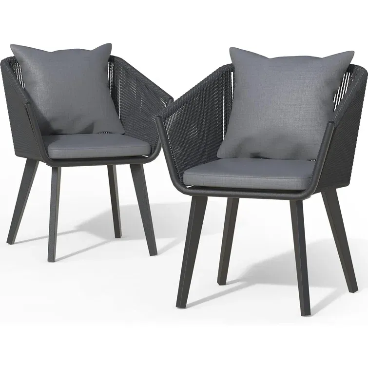Set of 2 Breakwater Bay 2 Person Outdoor Patio Dining Chairs