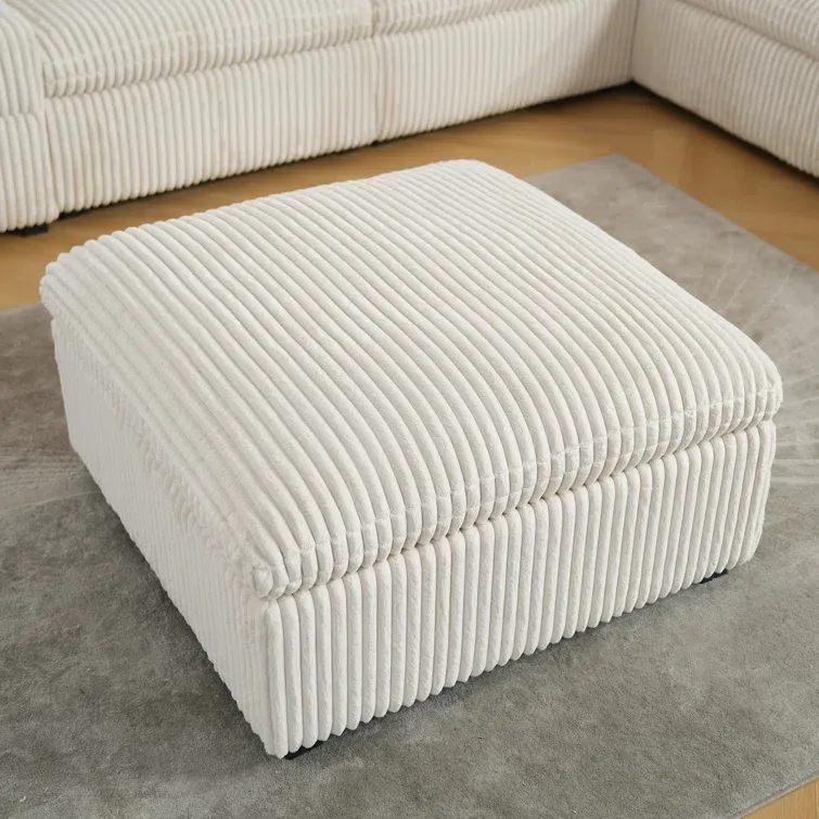 Arregui Wade Logan Wide Square Striped Footstool Ottoman