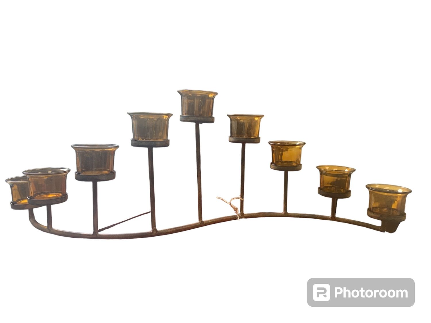 Amber Glass Candle Holder (9 Candle)