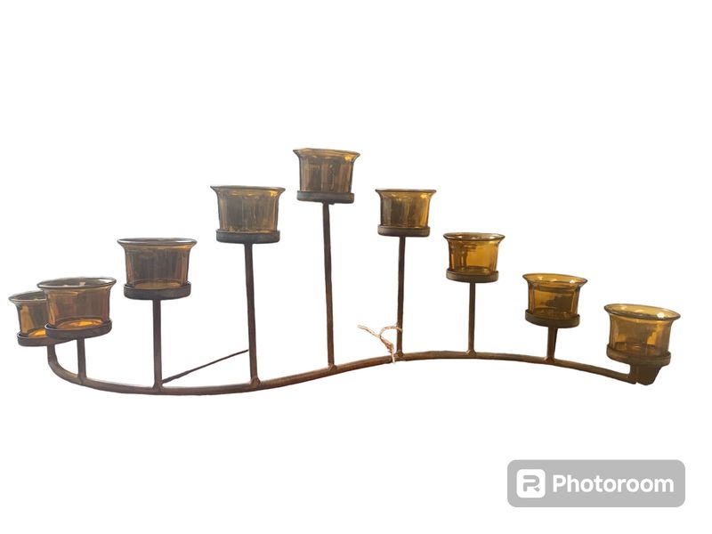 Amber Glass Candle Holder (9 Candle)