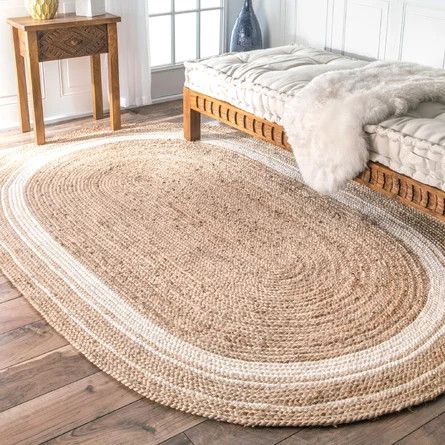 Beachcrest Ankita Bordered Jute Area Rug, 3&#39; x 5&#39; Oval