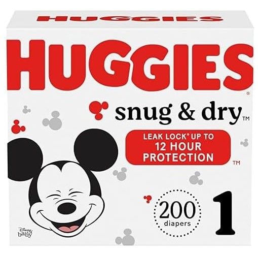 Huggies Snug &amp; Dry Disposable Baby Diapers (200ct), Size 1