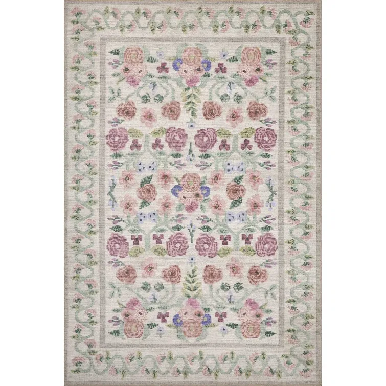 Rifle Paper Co. x Loloi Rosa Ivory Area Rug, 8&#39;4 x 11&#39;6
