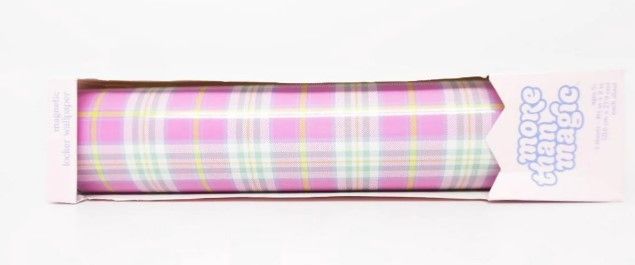 More Than Magic Girl Talk Magnetic Wall Paper, Pink Plaid