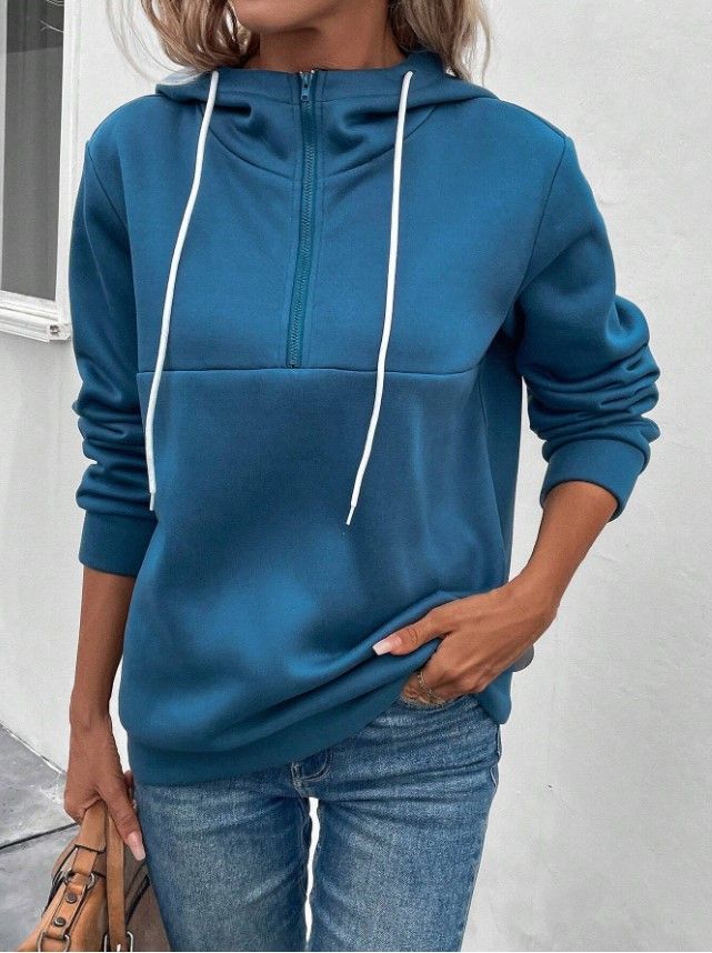 Women&#39;s Half Zip Drawstring Hoodie