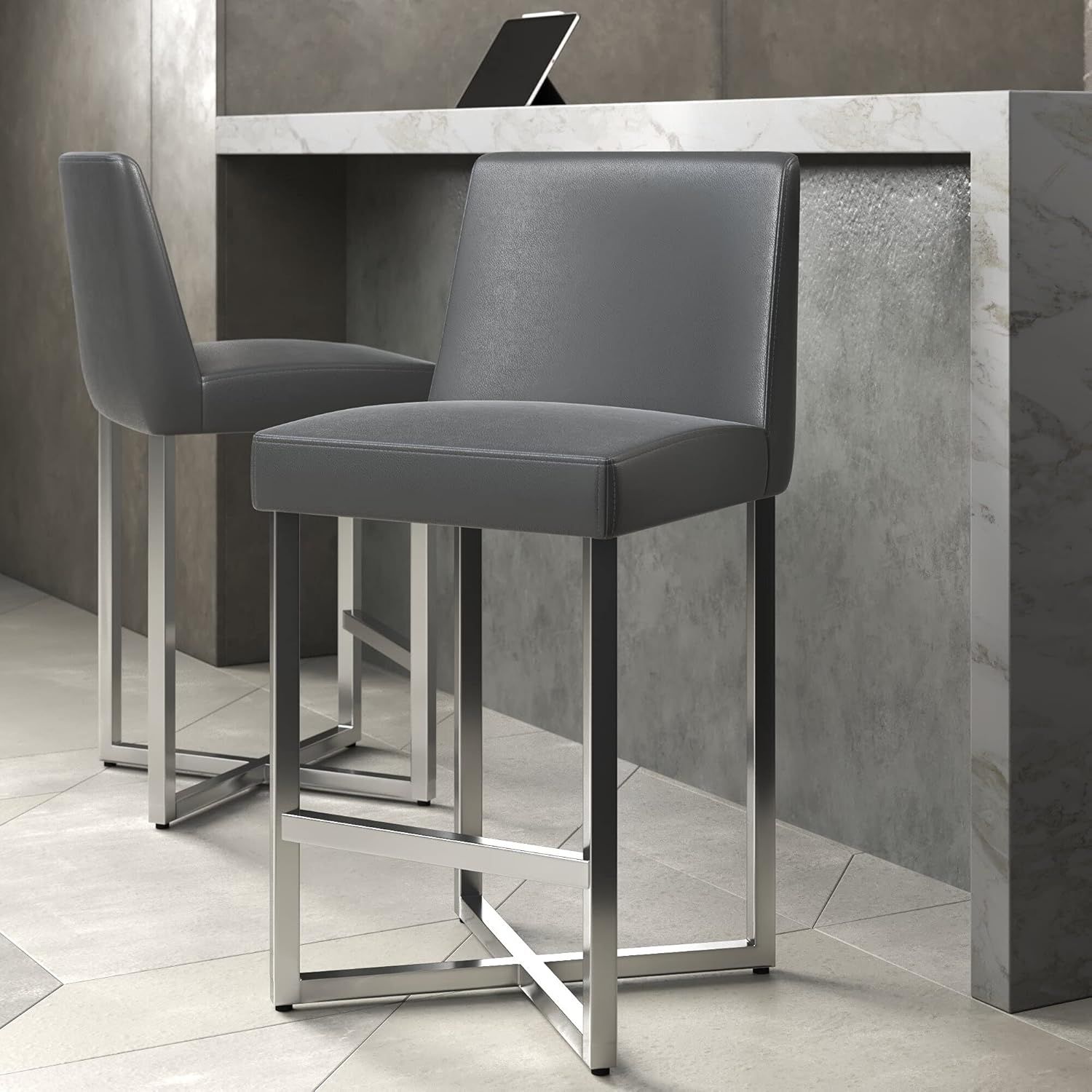 Set of 2 Sunpan Modern Howard Counter Stool, Grey