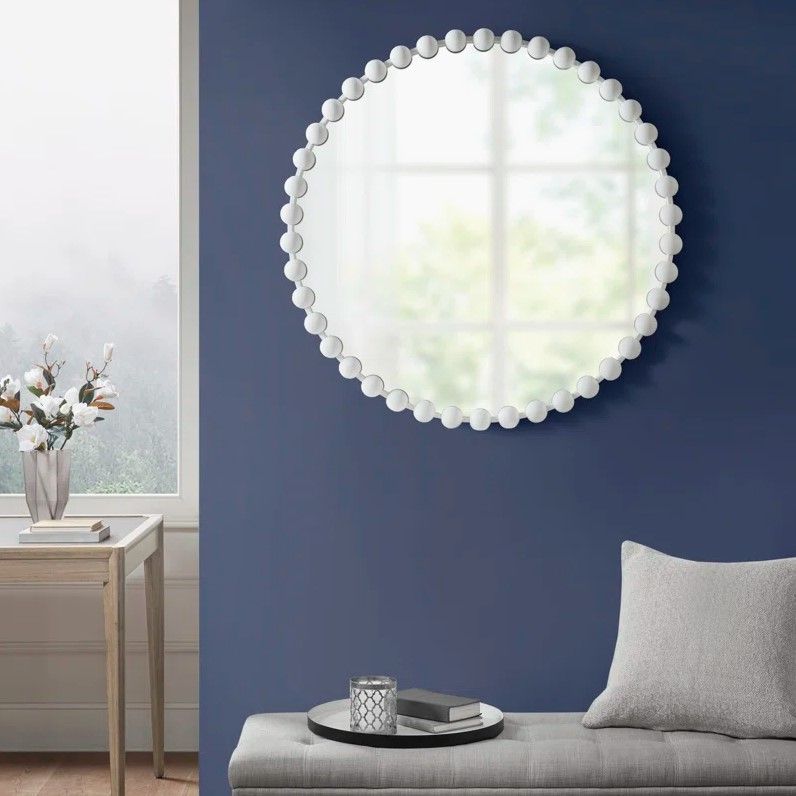 Madison Park Signature Marlowe Beaded Round Metal Wall Mirror