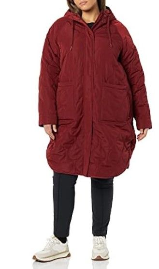 Amazon Aware Women&#39;s Water Repellent Mid-Length Quilted Hooded Coat