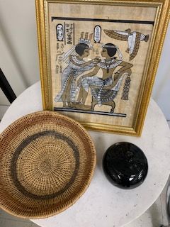 Vintage Egyptian Papyrus Print; King Tut