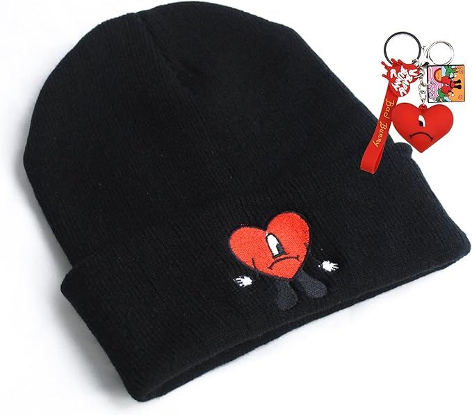 Bad Bunny Winter Skull Beanie Hat w/ Keychain