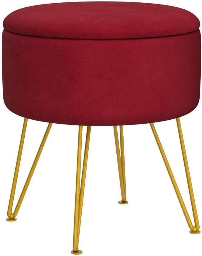 ECOMEX Velvet Round Storage Ottoman