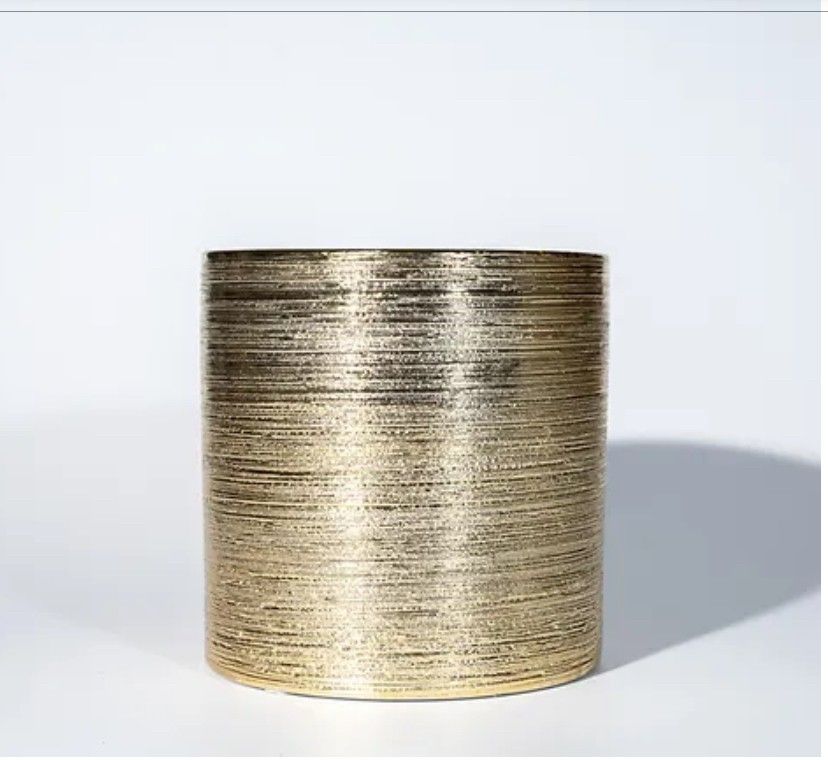 Gold Cylinder Vase, 6.5&quot; Tall