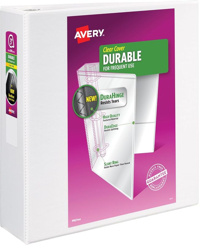 AVERY Durable View Binder, 3&quot; Slant Rings