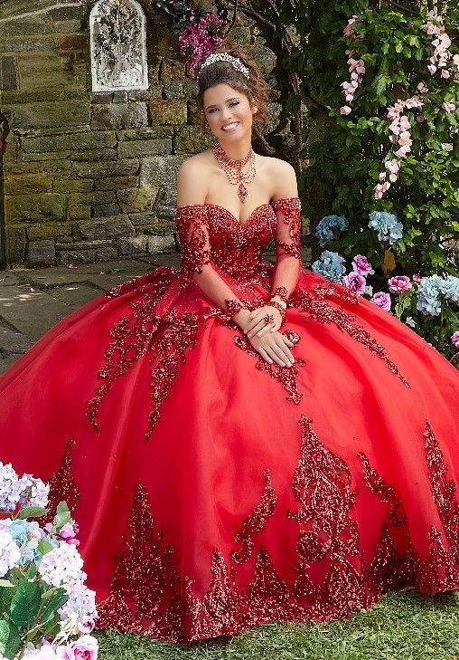 Rhinestone and Crystal Beaded  Sequin Tulle Ballgown