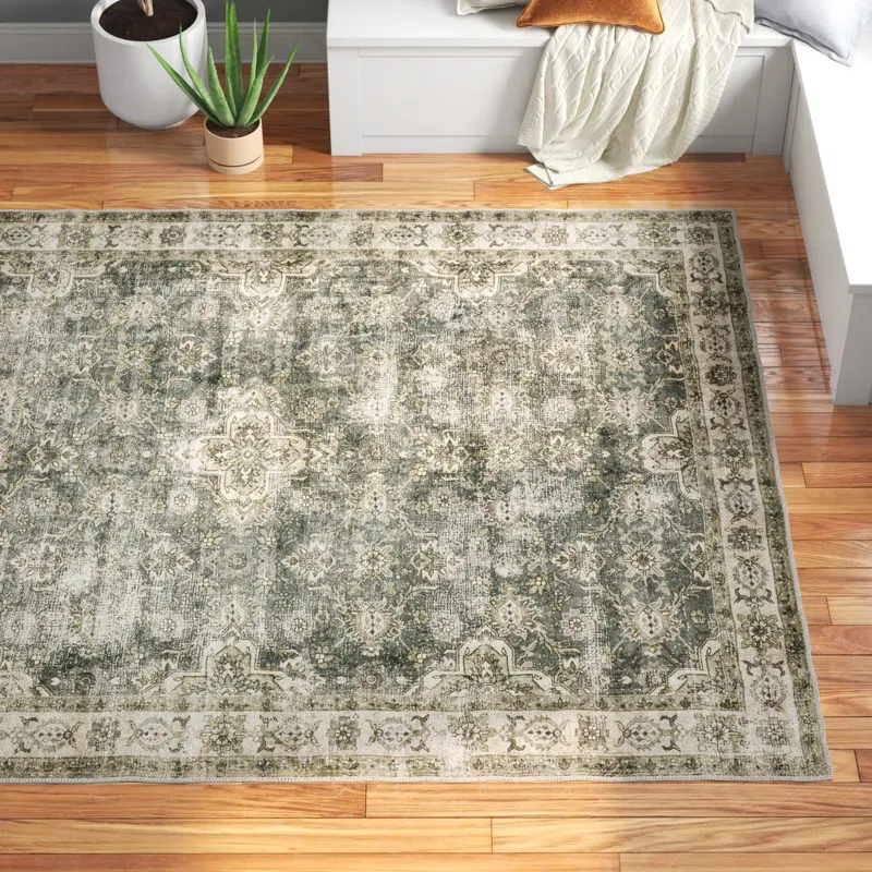 Langley Street Houtz Green/Grey/Beige Area Rug, 5&#39; x 7&#39;