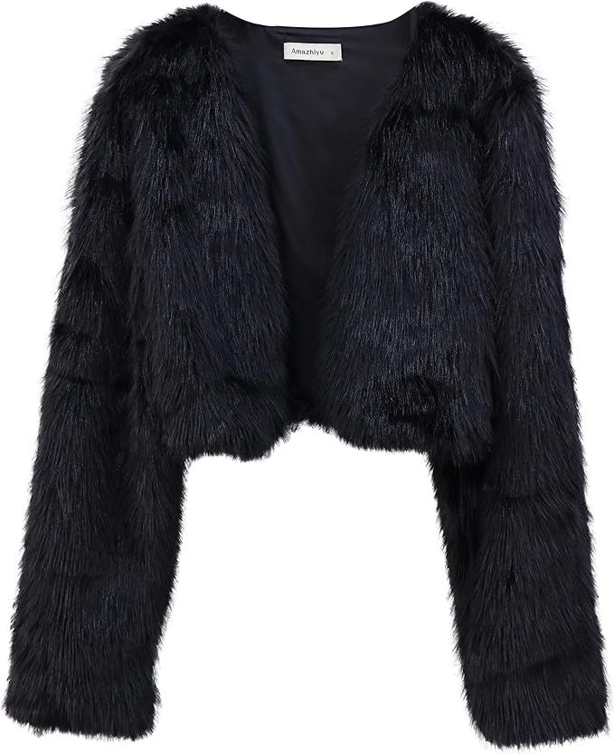 Amazhiyu Cropped Faux Fur Cardigan sz Small