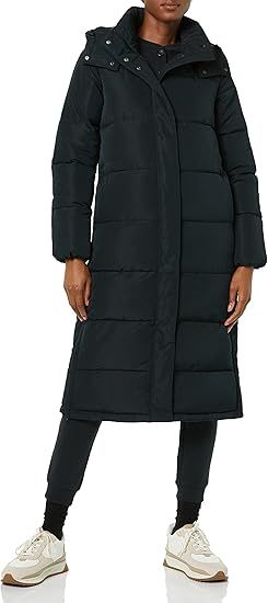 Amazon Aware Women&#39;s Long-Length Hooded Puffer Coat, Large, Black