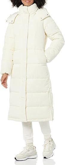 Amazon Aware Women&#39;s Long-Length Hooded Puffer Coat, Large, Ivory