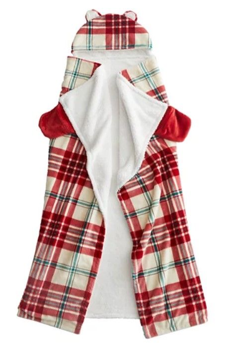 HOMESPUN HOLIDAY Plaid Sherpa Hooded Throw, 50&quot; x 60&quot;