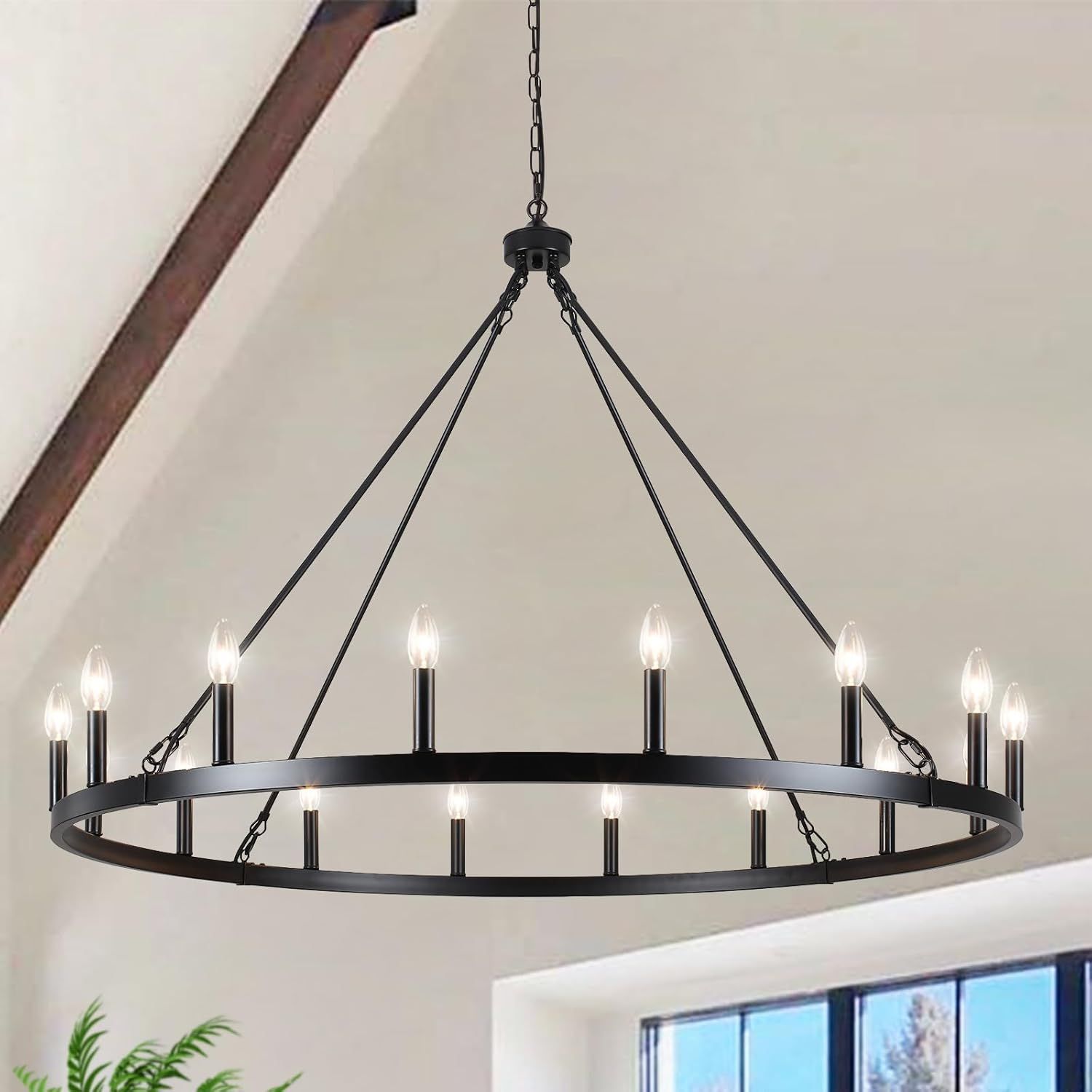 ZCHAOZ 47&quot; 16 Lights Rustic Black Farmhouse Chandelier