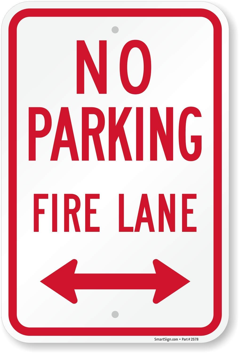 &quot;No Parking Fire Lane&quot; with Arrow Sign