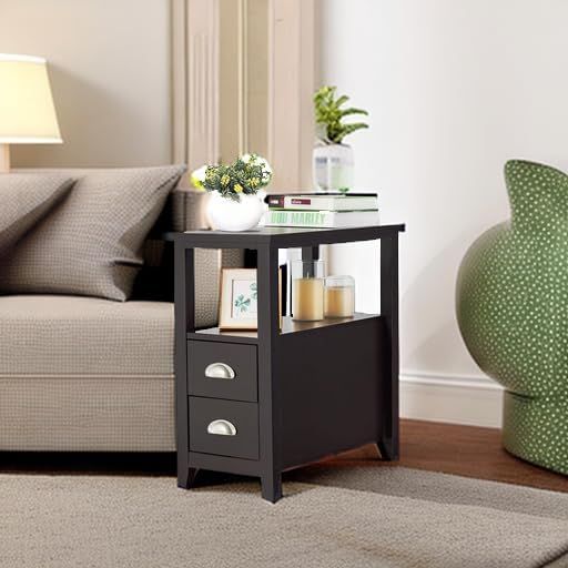 Giantex End Table Wooden W/ 2 Drawers