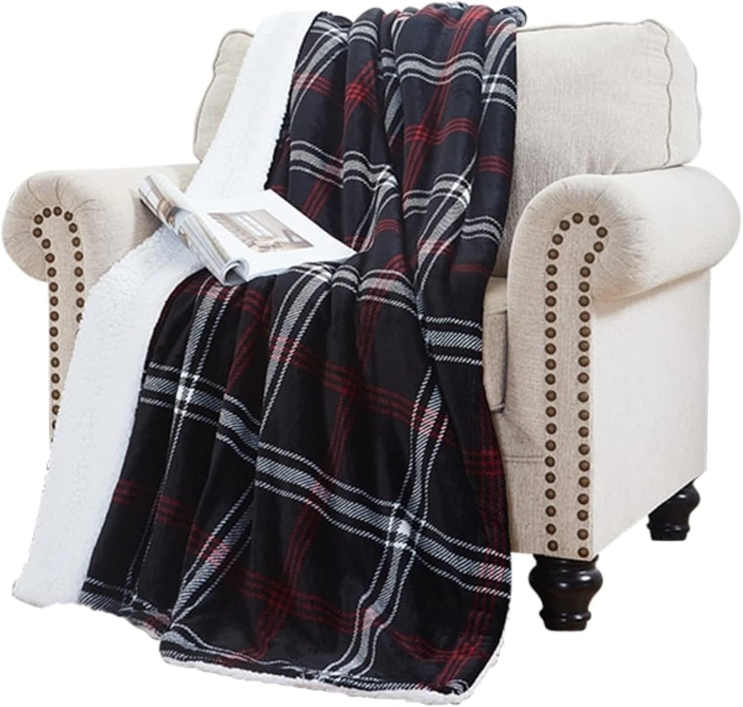 ELLE HOME Plush Sherpa Throw Blanket