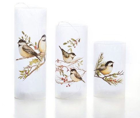 Holiday Memories Lighted Cylinder Luminaries (Set of 3)