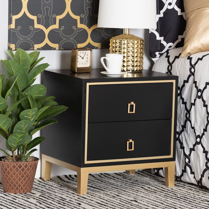 Set of 2 Baxton Studio Modern Glam &amp; Luxe 2-Drawer End Table
