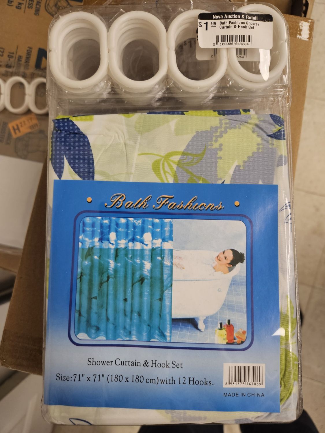 Bath Fashions Shower Curtain &amp; Hook Set, Floral