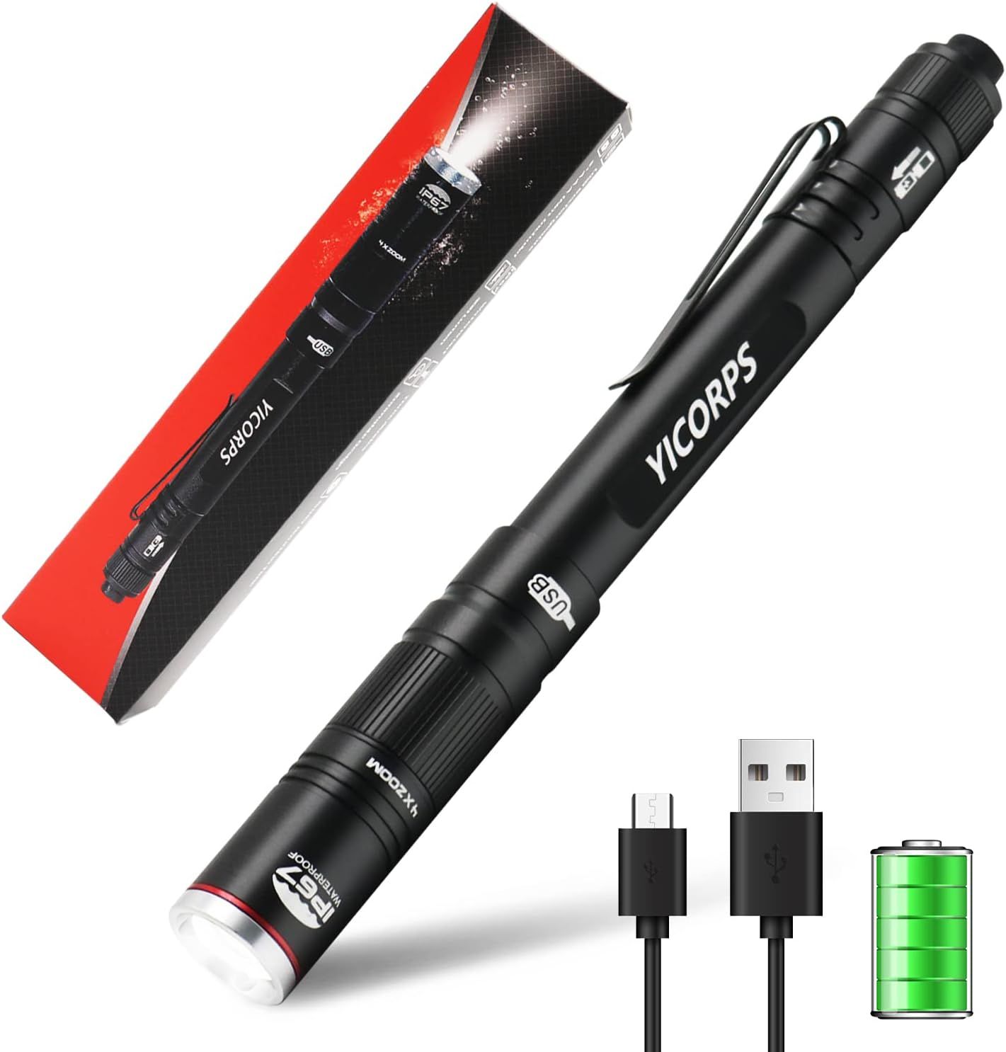 YICORPS Rechargeable Pen Flash Light