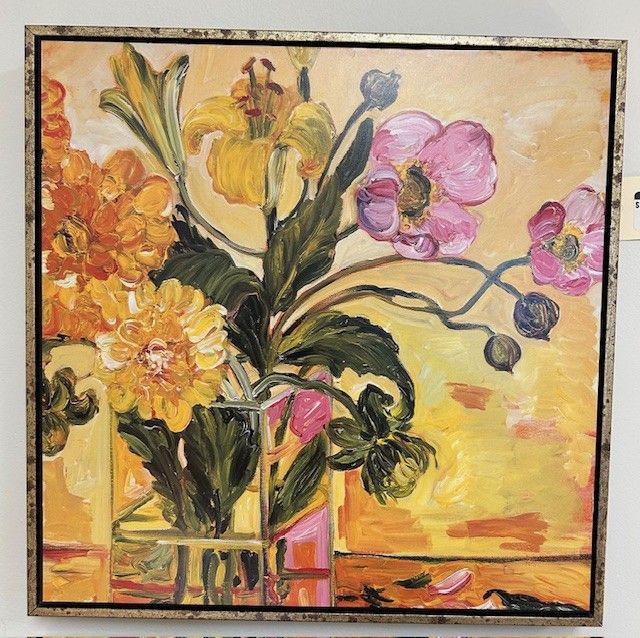 Bobby Burgers Floral Artwork 14&quot; x 14&quot;, Yellow