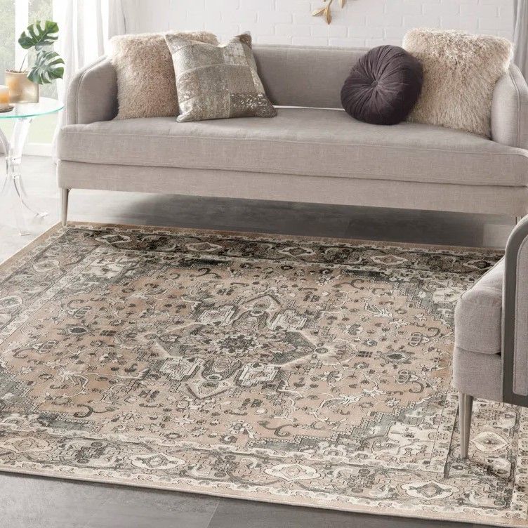 Lark Manor Jurado Oriental Beige/Grey Area Rug, 5&#39; Square
