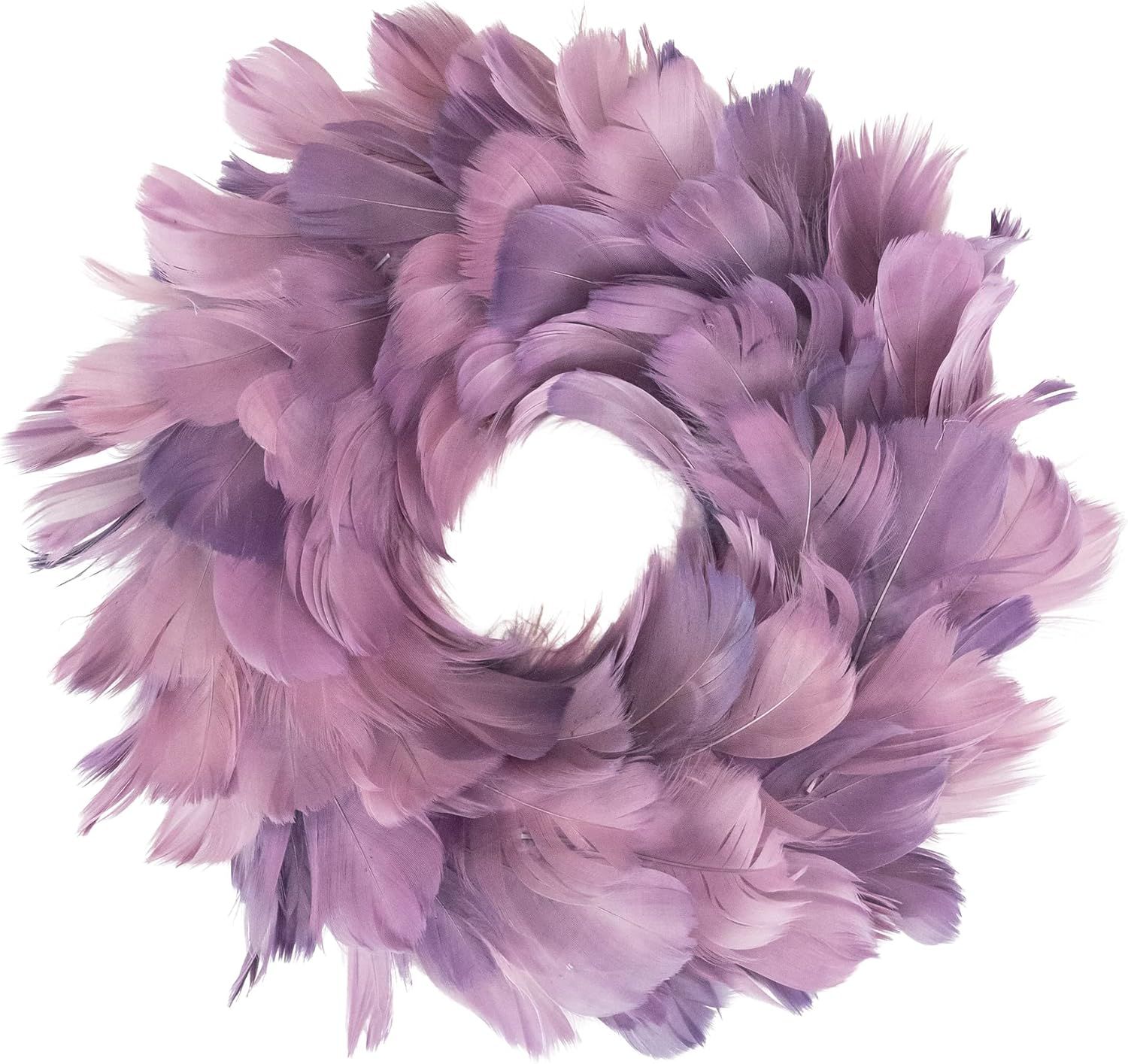 Northlight Layered Purple Feather Wreath, 11.25-Inch, Unlit