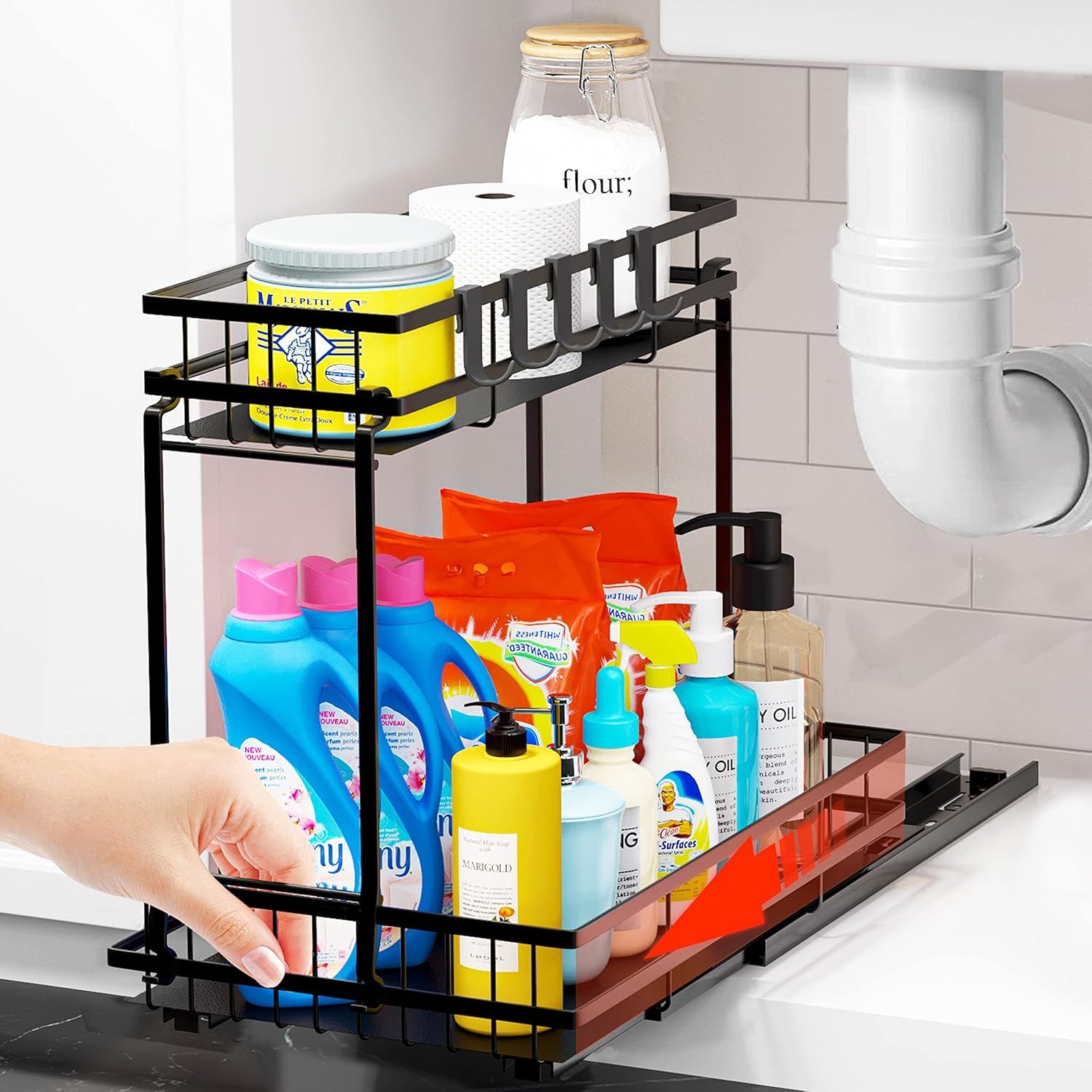 Z&amp;L HOUSE Under Sink Organizer and Storage, Color: Black